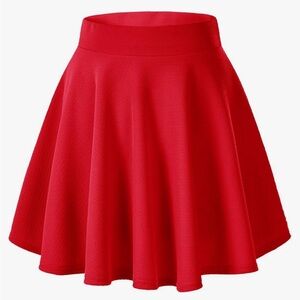 Comfortable and Stretchy Red Skater Skirt